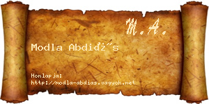 Modla Abdiás névjegykártya